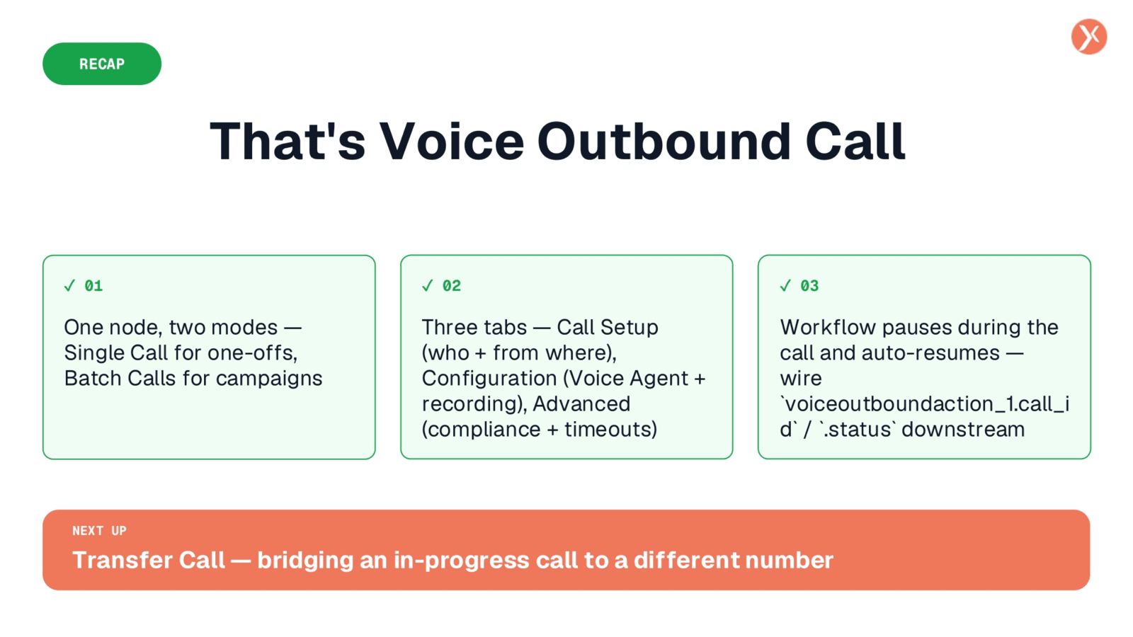 Recap of Voice Outbound Call Capabilities
