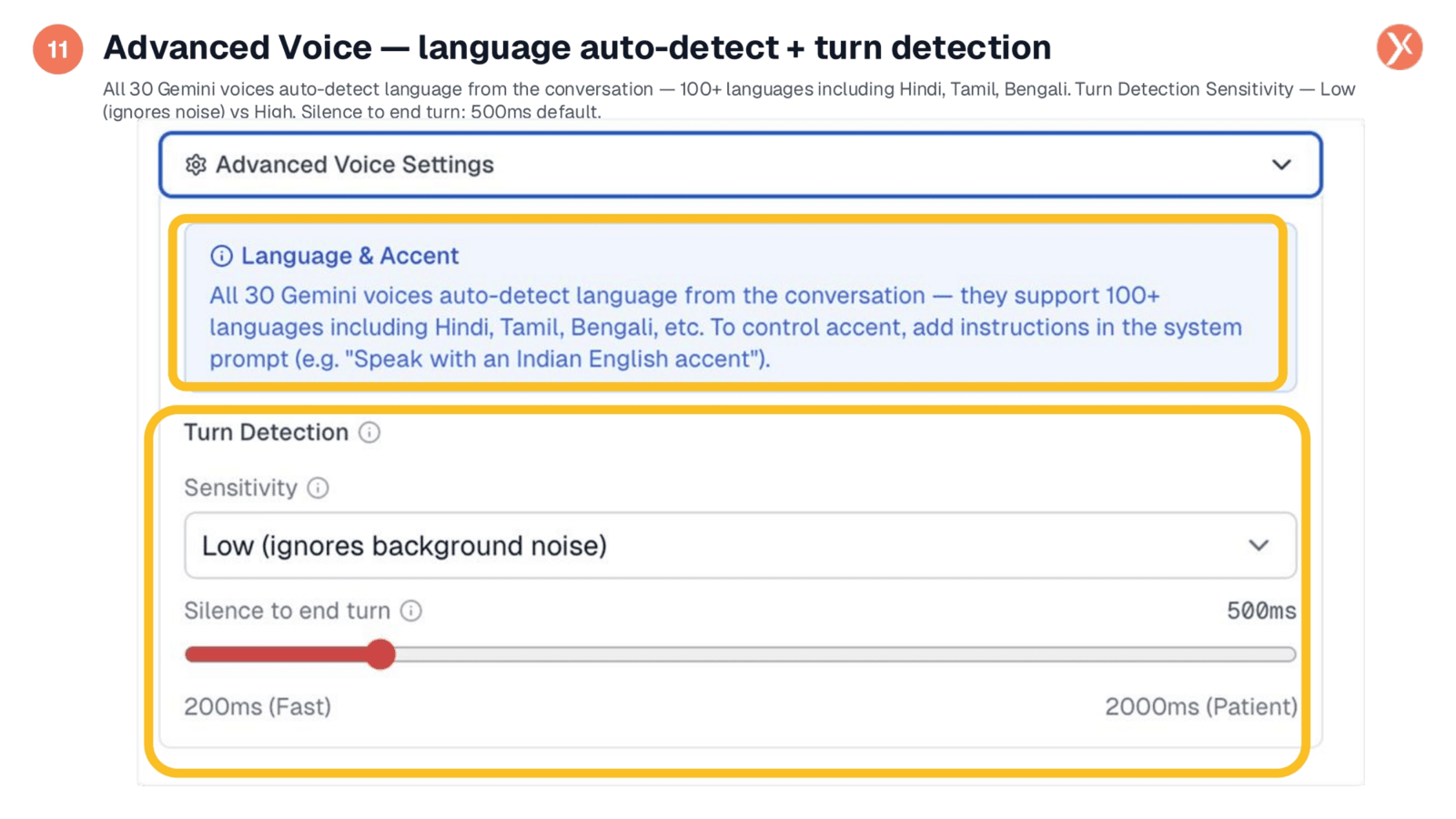 Advanced Voice Settings: Language Auto-Detect and Turn Detection