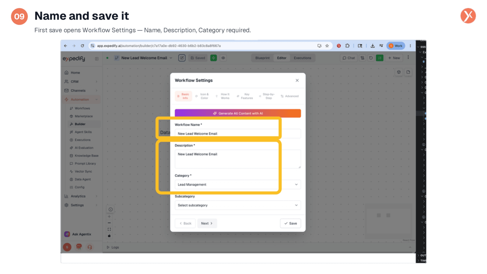 Naming and Saving the Workflow
