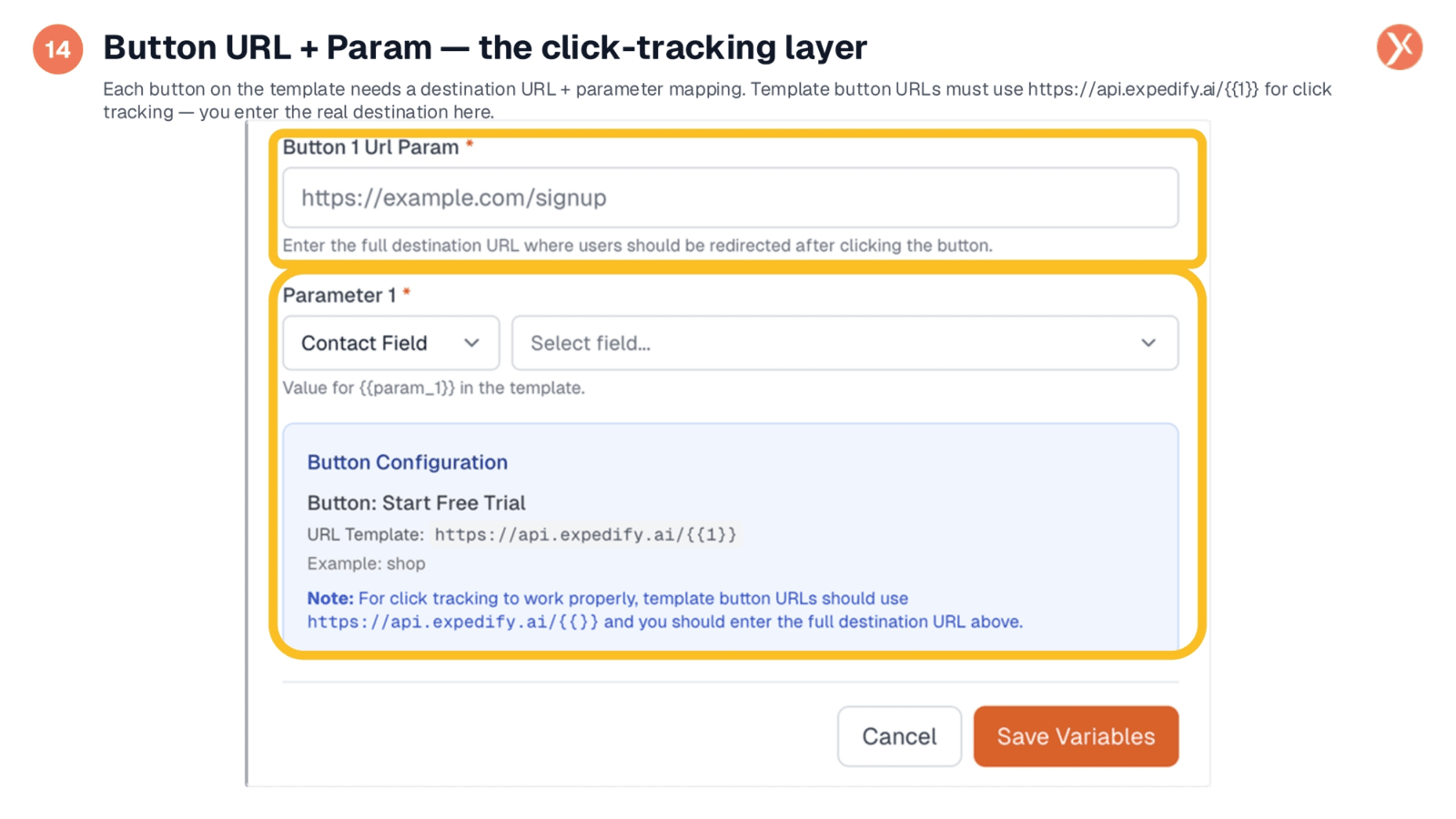 Configuring Button URLs and Click Tracking