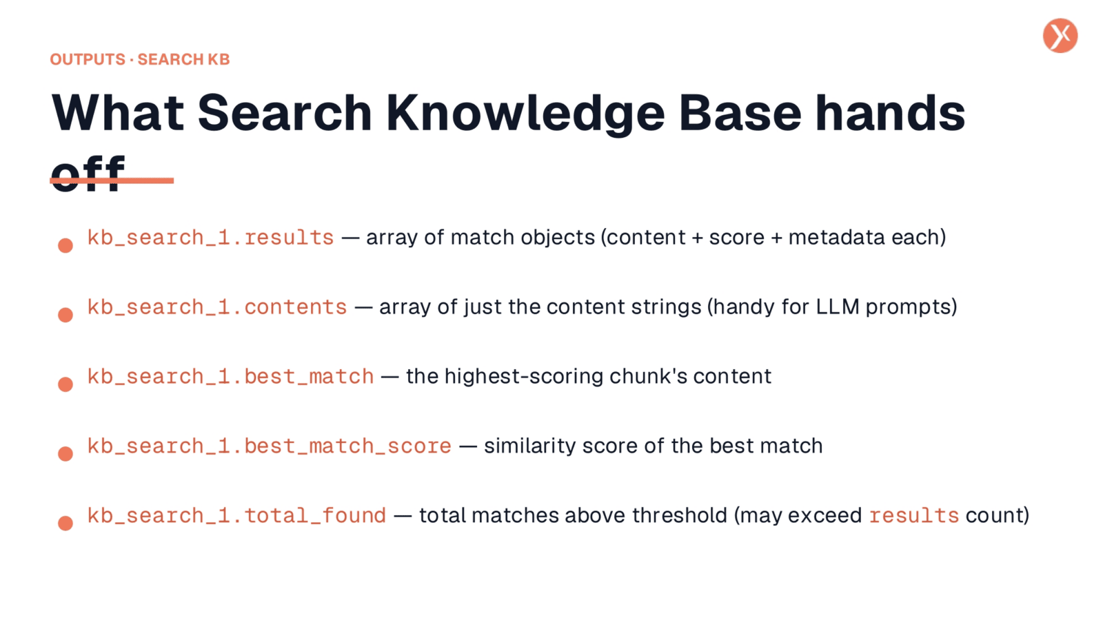 What Search Knowledge Base hands off