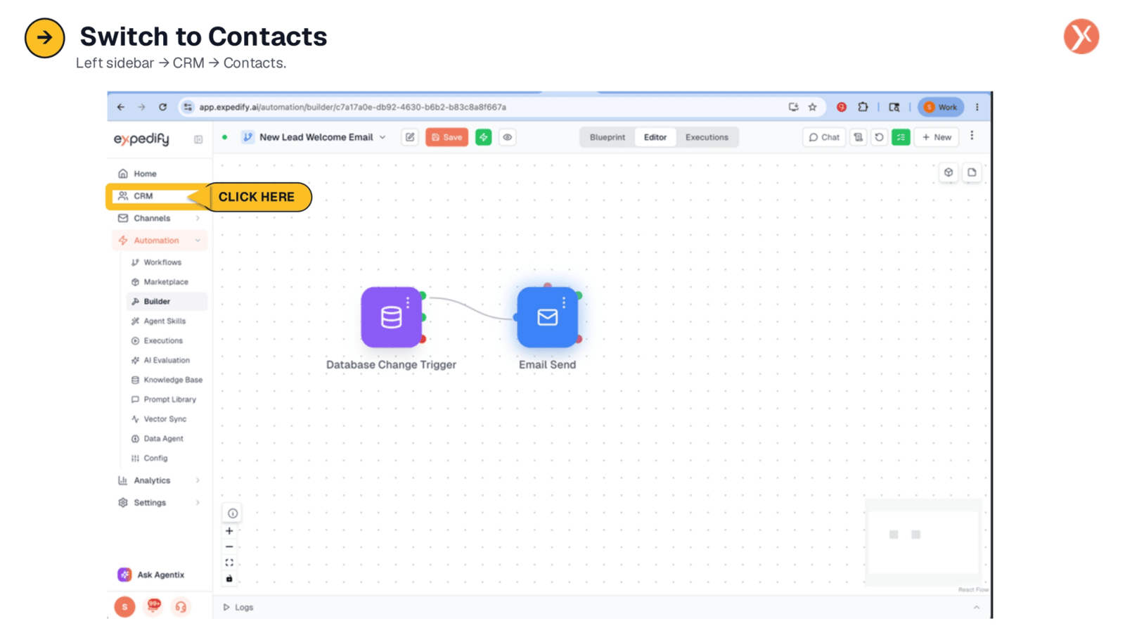 Navigating to Contacts