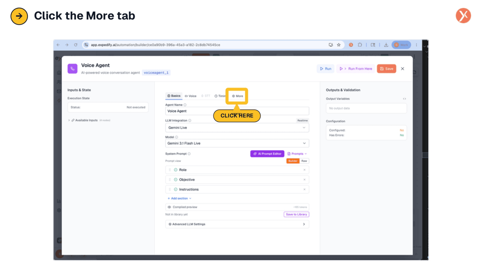 Navigating to the More Tab